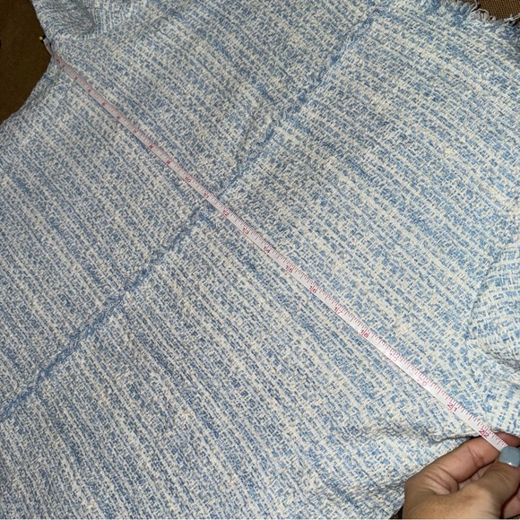 Zara NWT! Blue Kate Middleton Style Tweed Jacket In Light Blue Size L - Picture 15 of 16